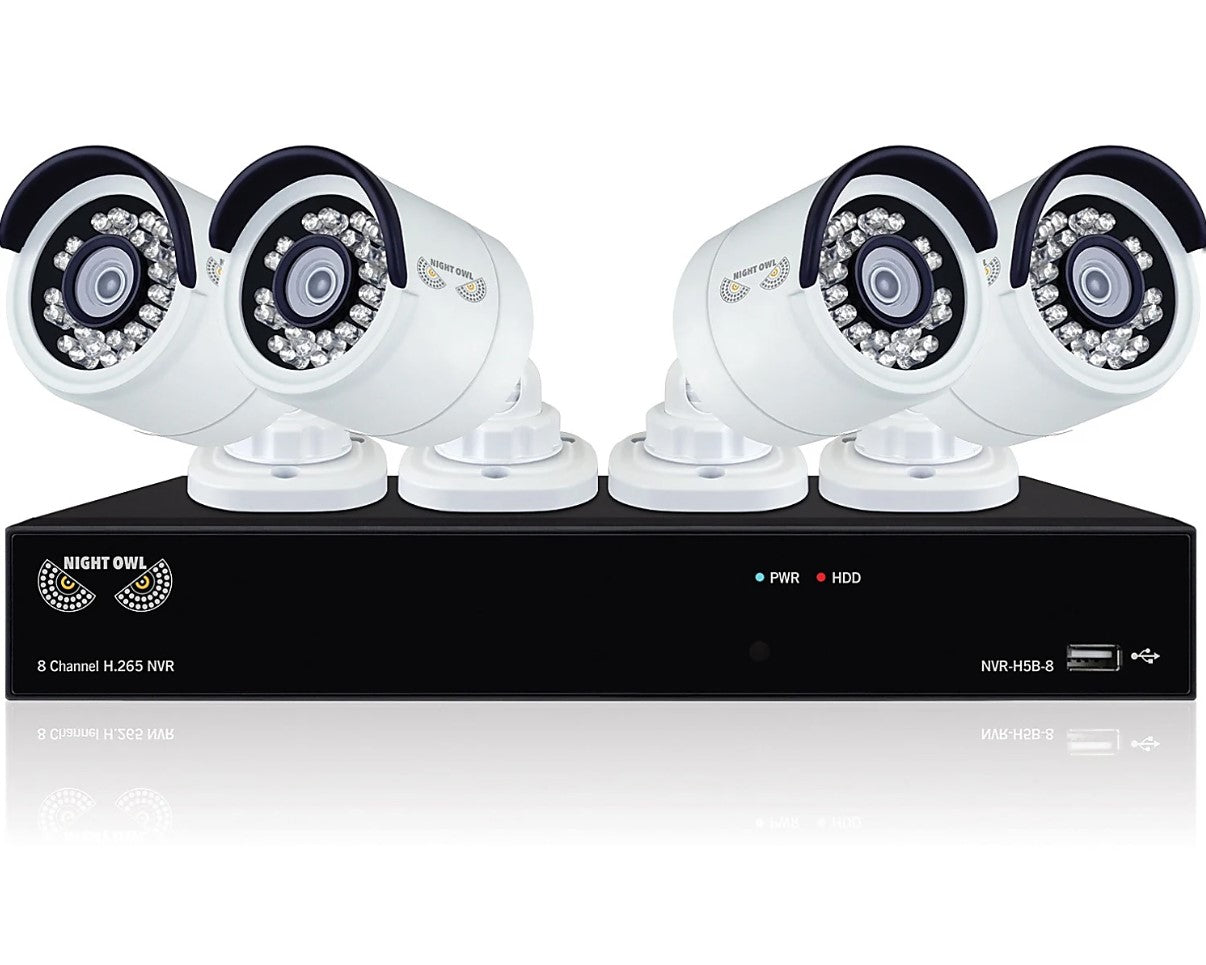 Night Owl B-4MH5-842 8 Channel H.265 2TB HDD and 4 x 2K (4MP) Wired IP Cameras Network Video Recorder