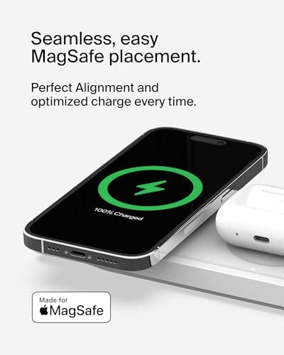 Belkin BoostCharge Pro 15W 3-in-1 Wireless MagSafe Charging Pad, White
