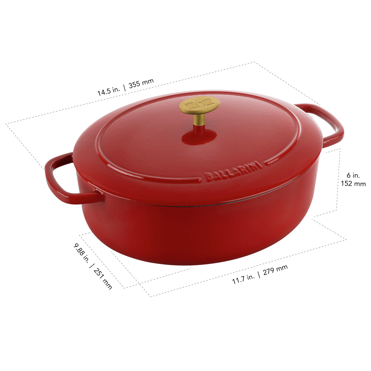 Ballarini Bellamonte Cast Iron 4.75-qt Oval Dutch Oven - Pomodoro Red