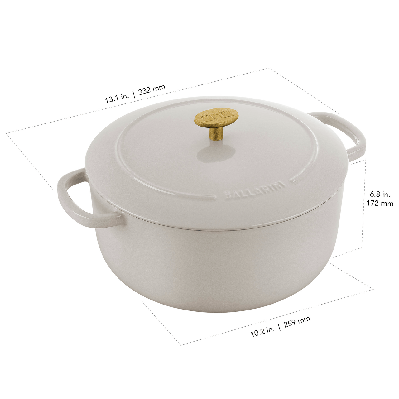 Ballarini Bellamonte Cast Iron 5.75-qt Round Dutch Oven - Crema White