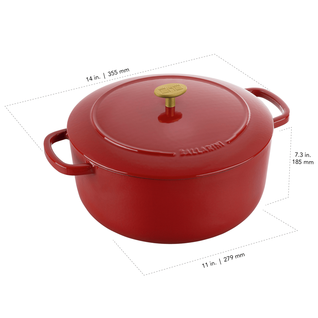 Ballarini Bellamonte Cast Iron 7.5-qt Round Dutch Oven - Pomodoro Red