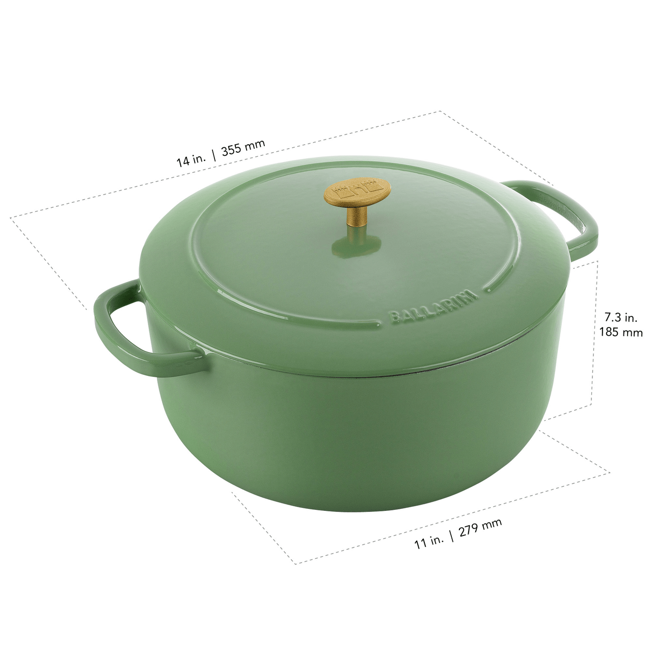 Ballarini Bellamonte Cast Iron 7.5-qt Round Dutch Oven - Saggio Green