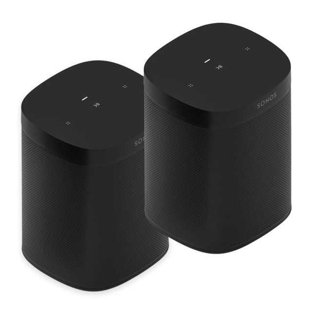 Sonos One SL Smart Connected Speaker, WiFi-Enabled, Stereo Sound, 2-Pack, Black - Refurbished
