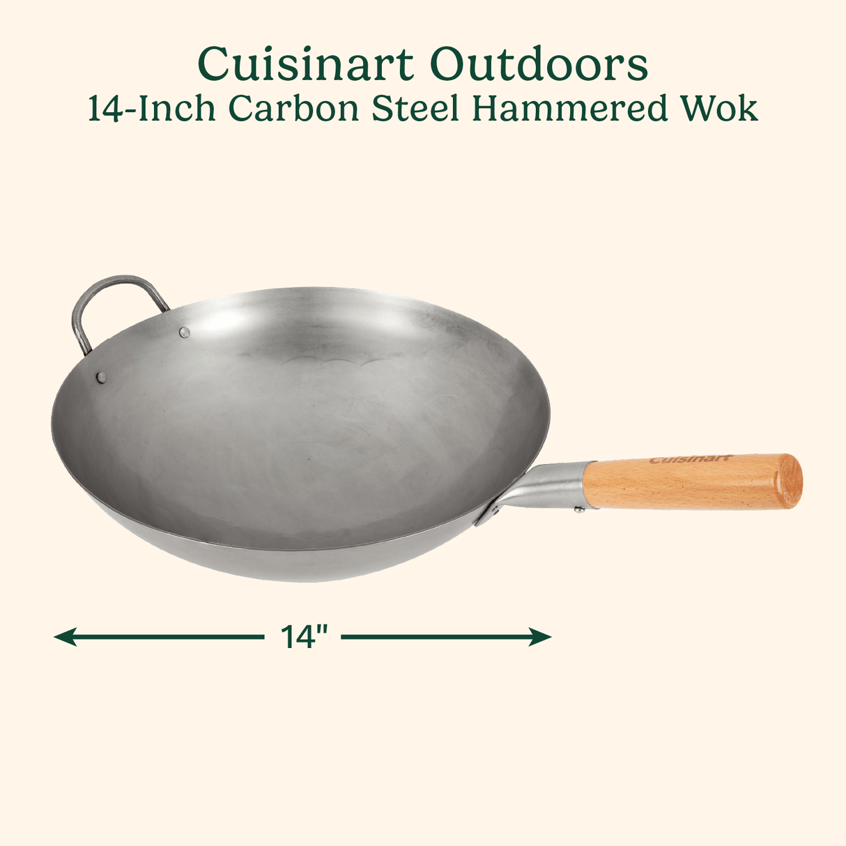 Cuisinart 14" Carbon Steel Hammered Wok, Round