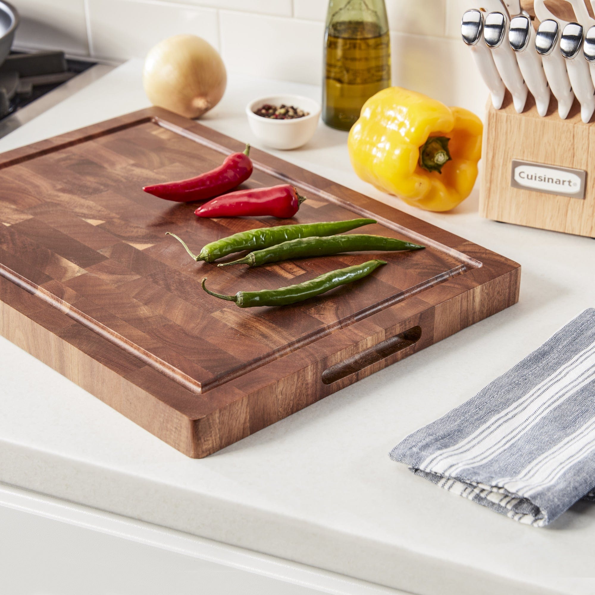 Cuisinart 17" Reversible End Grain Acacia Cutting Board, Wood