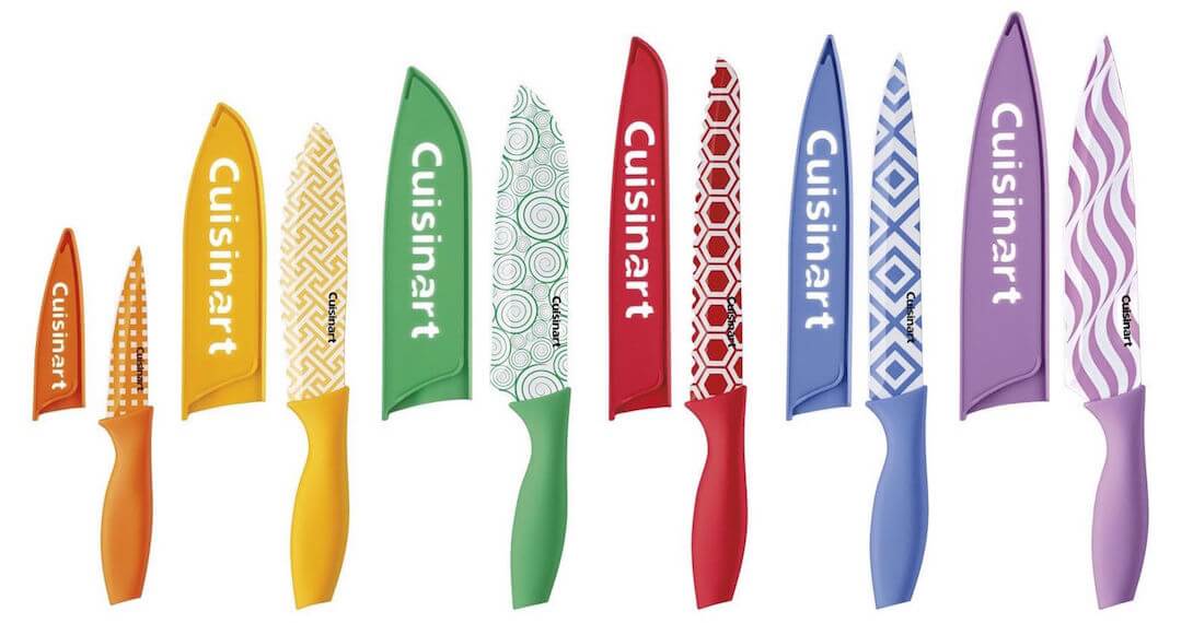 Cuisinart 12 Piece Printed Color Knife Set with Blade Guards, Multicolor