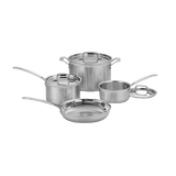 Cuisinart MultiClad Pro Triple Ply Stainless Cookware 7 Piece Set, Silver