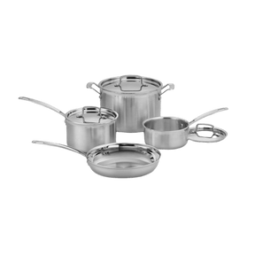 Cuisinart MultiClad Pro Triple Ply Stainless Cookware 7 Piece Set, Silver