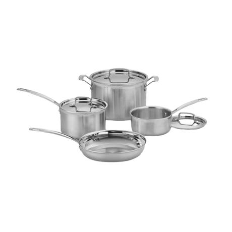 Cuisinart MultiClad Pro Triple Ply Stainless Cookware 7 Piece Set, Silver