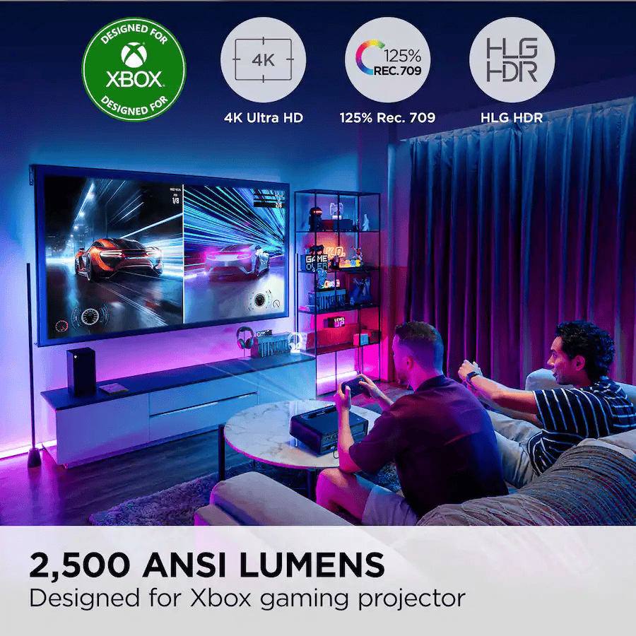 ViewSonic X1-4K Pro True 4K HDR Smart LED Projector with Built-in Google TV, Black - Certified Refurbished