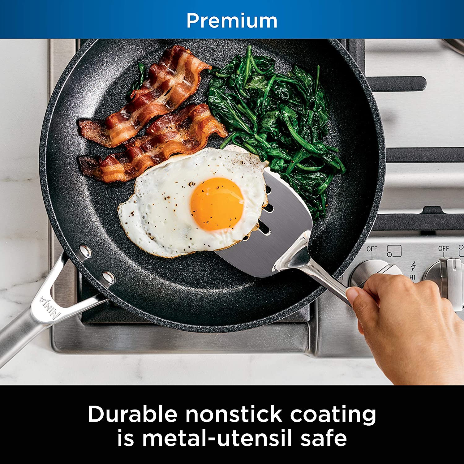 Ninja C30026Z 10.25" Foodi NeverStick Premium Hard-Anodized, Nonstick, Durable & Oven Safe to 500°F Fry Pan, Slate Grey