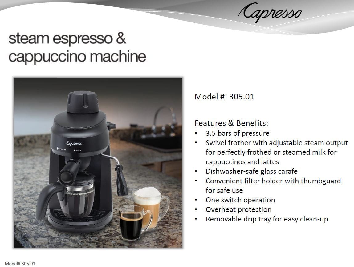 Capresso STEAMESPRESSO 4 Cup Steam Espresso & Cappuccino Machine - Certified Refurbished