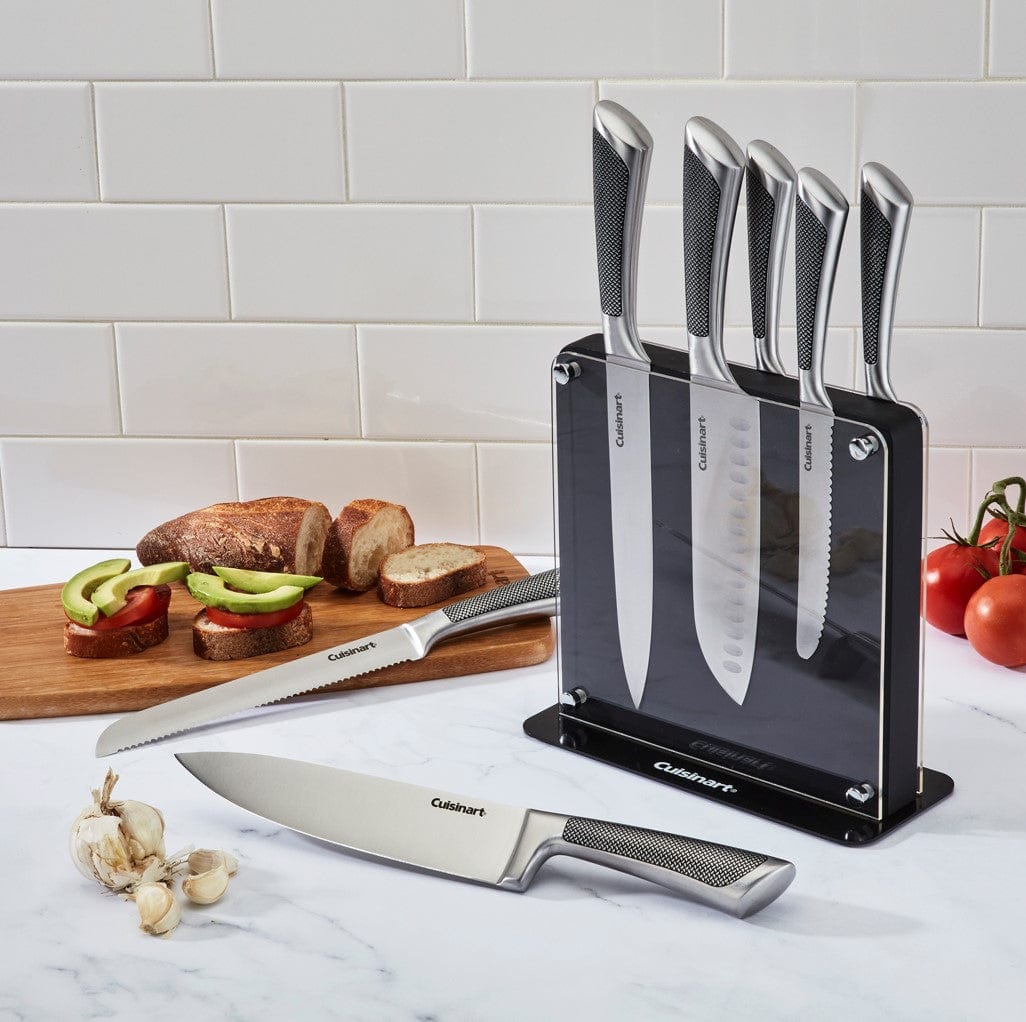 Cuisinart C77-8PMOX Classic 8 Pieces Colored Stainless Steel Cutlery Set with Acrylic Block Black