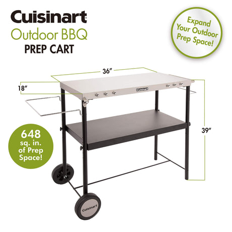 Cuisinart Outdoor BBQ Prep Cart, Black Stainless