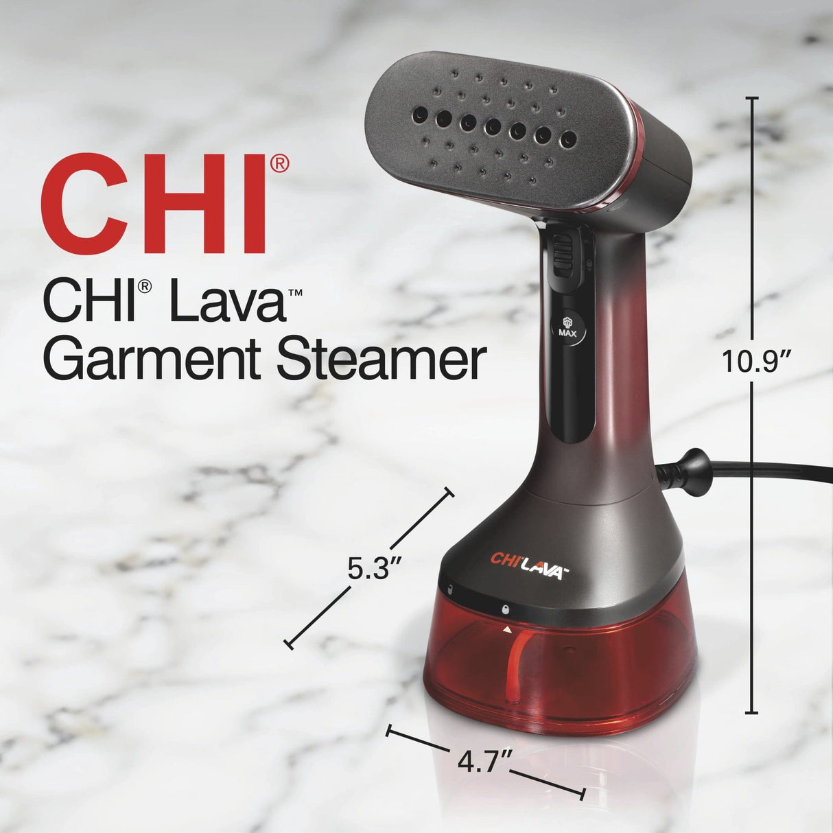 CHI LAVA Ceramic Plate Garment Steamer for Clothes with Fabric Brush, Red - Certified Refurbished