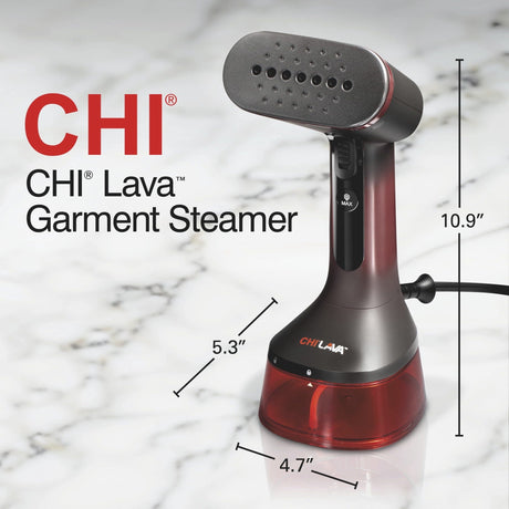 CHI LAVA Ceramic Plate Garment Steamer for Clothes with Fabric Brush, Red - Certified Refurbished