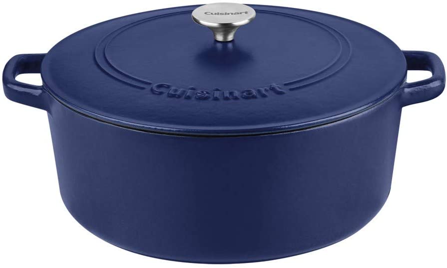 Cuisinart Chef's Classic Enameled Cast Iron 7-Quart Round Covered Casserole, Navy Blue