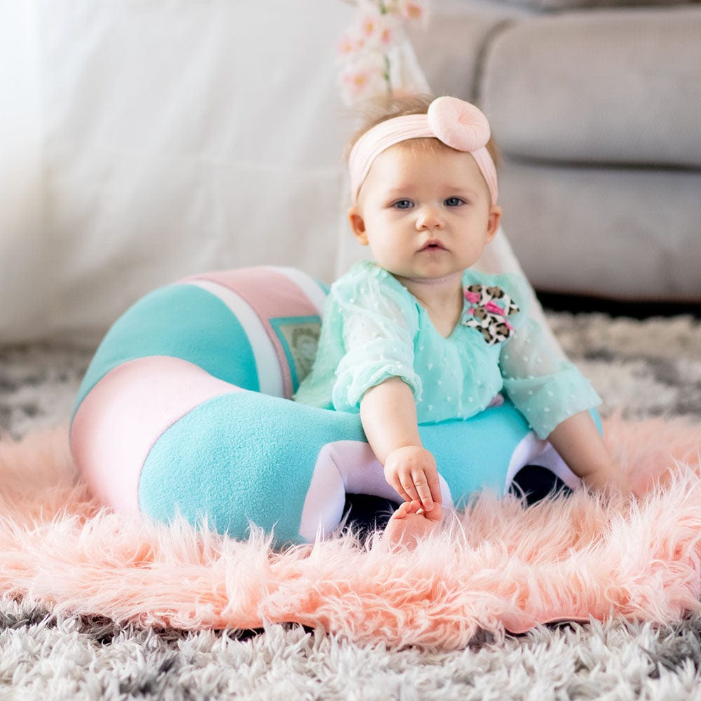 Hugaboo Infant Sitting Chair, Portable, Washable Baby Floor Seat, Cotton Candy