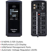 CyberPower 1000VA/600W Intelligent LCD UPS System with AVR and LCD - New Battery Certified Refurbished
