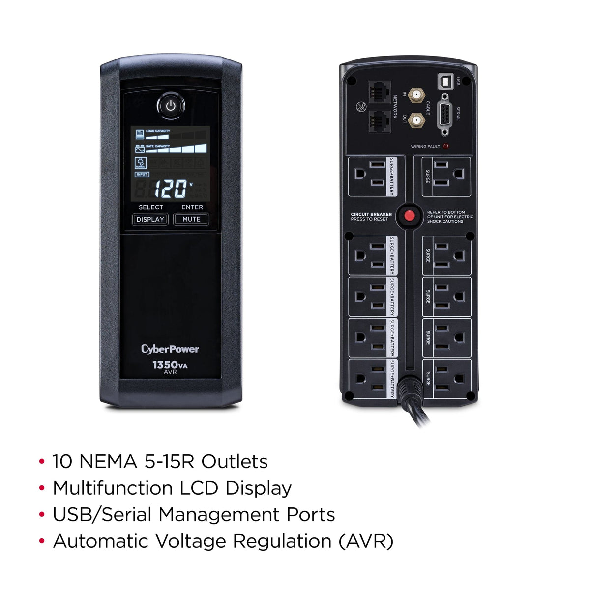 CyberPower CP1350AVRLCD Intelligent LCD UPS System - New Battery Certified Refurbished