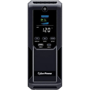 CyberPower CP1500AVRLCD3 Intelligent LCD Series 1500VA/900W, 12 Outlets, 2 USB Ports, AVR, Mini Tower UPS System, Black - Certified Refurbished