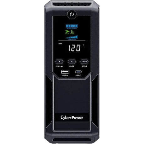 CyberPower CP1500AVRLCD3 Intelligent LCD Series 1500VA/900W, 12 Outlets, 2 USB Ports, AVR, Mini Tower UPS System, Black - Certified Refurbished
