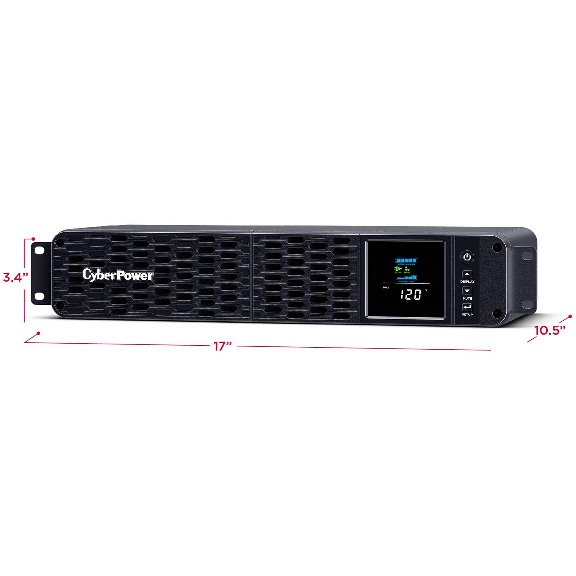 CyberPower PFC 1500VA/1000W, 8 Outlets, AVR, Short Depth 2U Rackmount Sinewave UPS System - Certified Refurbished