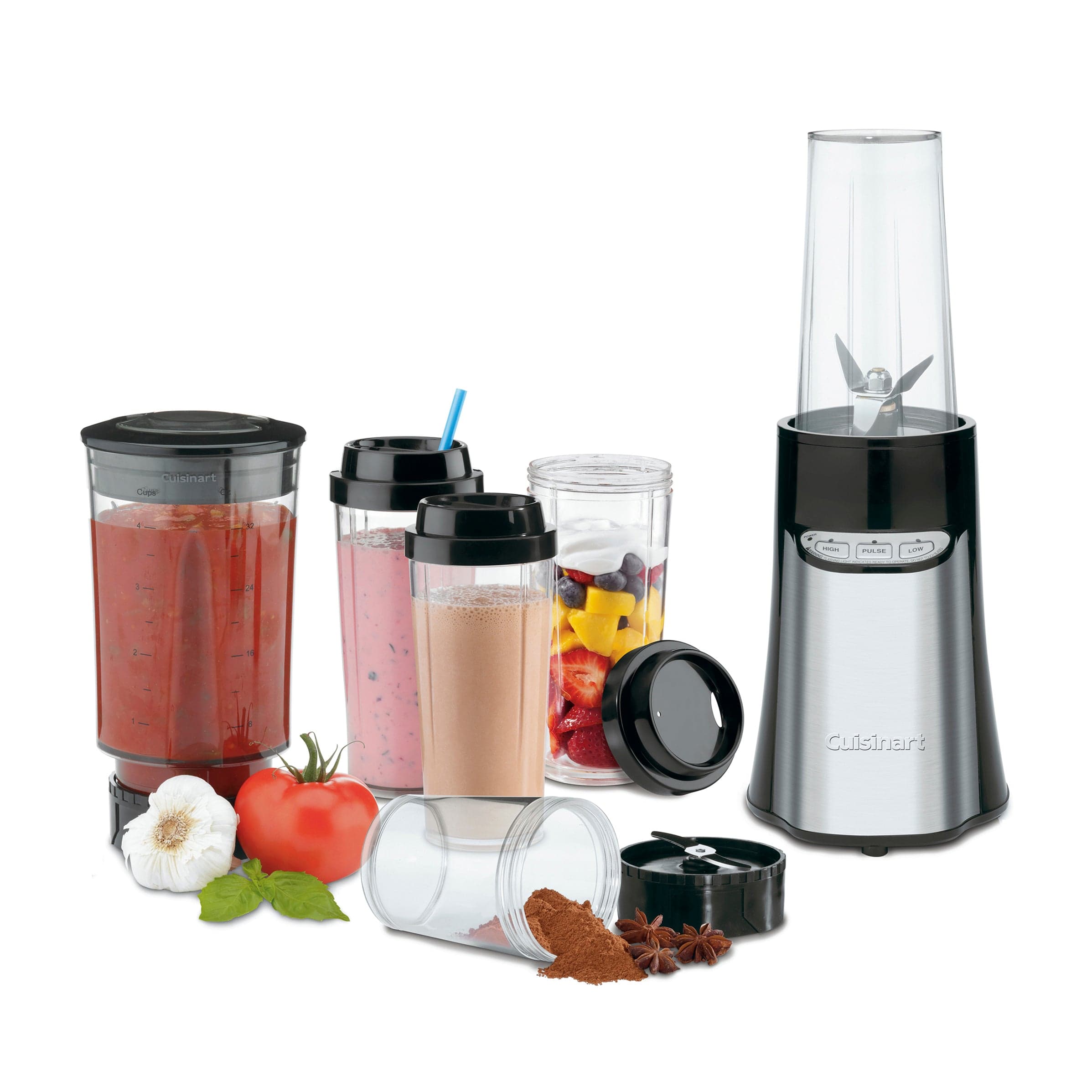 Cuisinart Compact Portable Blending/Chopping BPA-Free Blender + 4 Travel Cups, 350 Watt, 32 oz. Black - Certified Refurbished