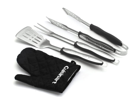 Cuisinart 4-Piece Grill Tool Set with Grill Glove, Black