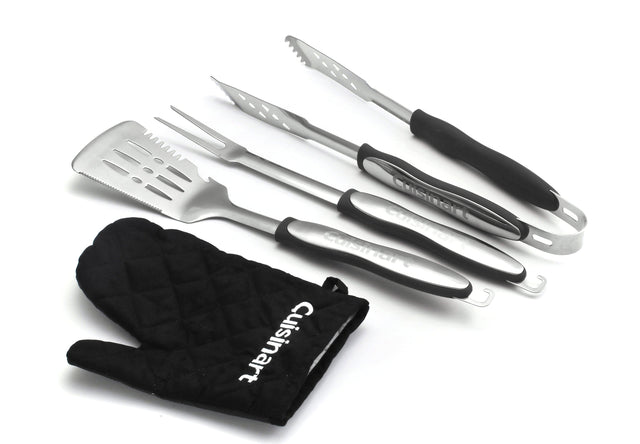 Cuisinart 4-Piece Grill Tool Set with Grill Glove, Black