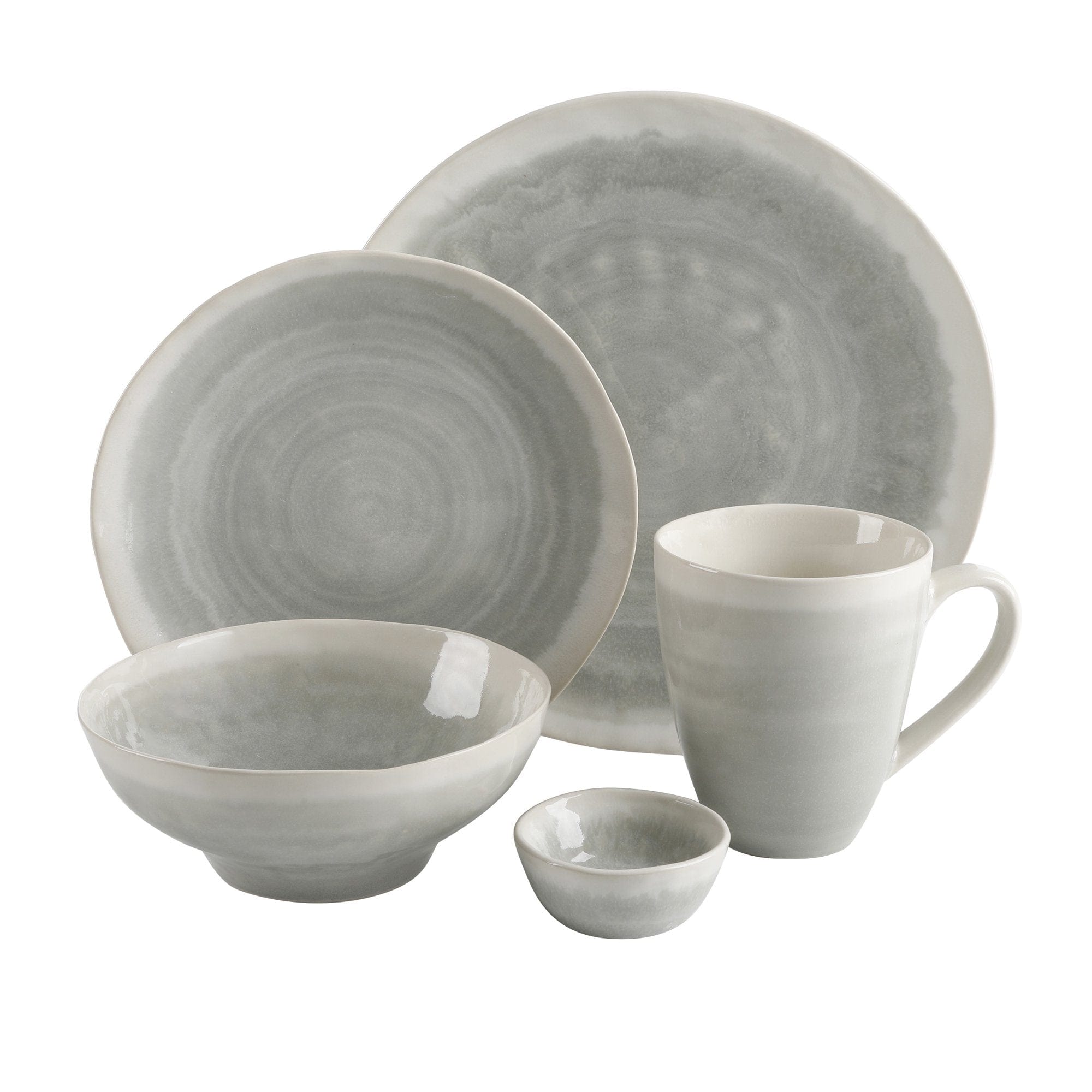 The Cravings by Chrissy Teigen 20 Piece Reactive Glaze Dinnerware Set, Pearl Grey