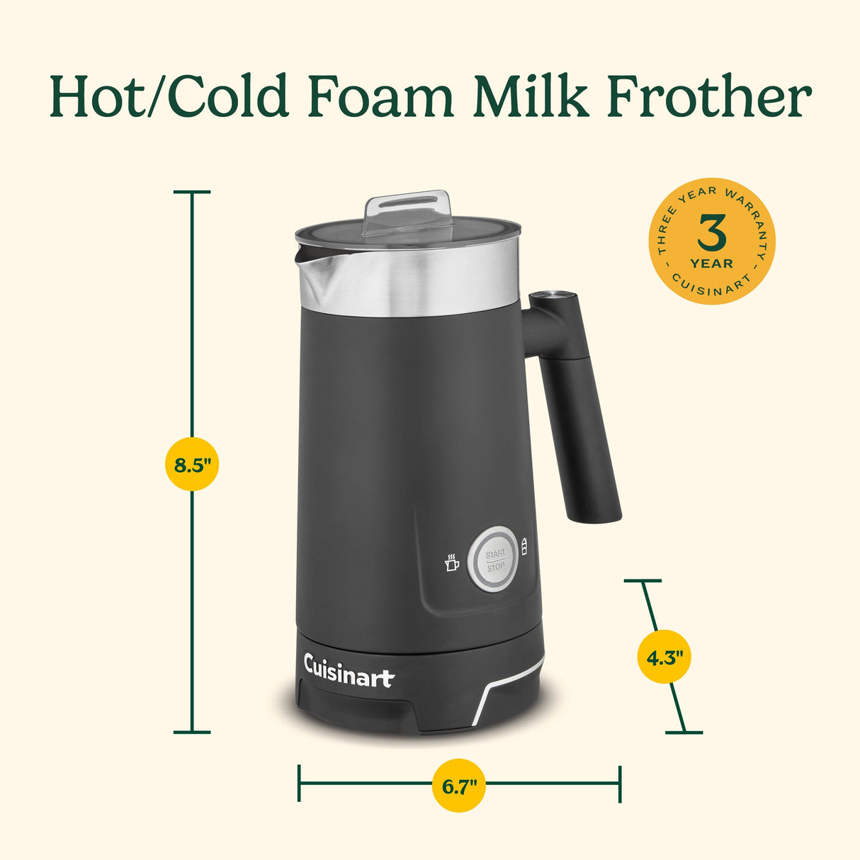 Cuisinart Hot/Cold Foam Milk Frother, Black