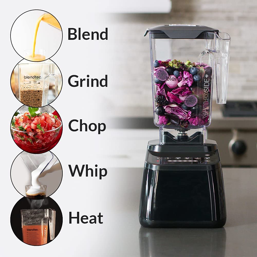 Blendtec Designer 650 Blender, WildSide+ Jar, 8 Speeds, Stainless Black