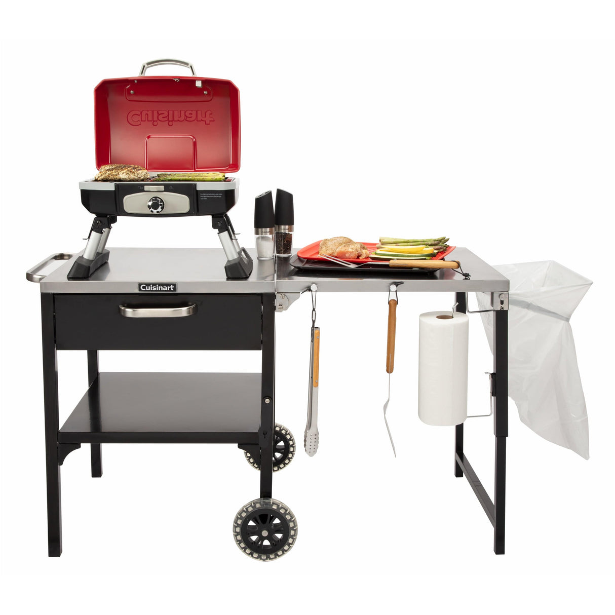 Cuisinart Prep 'n Cook Outdoor Table and Grill Stand, Black Stainless