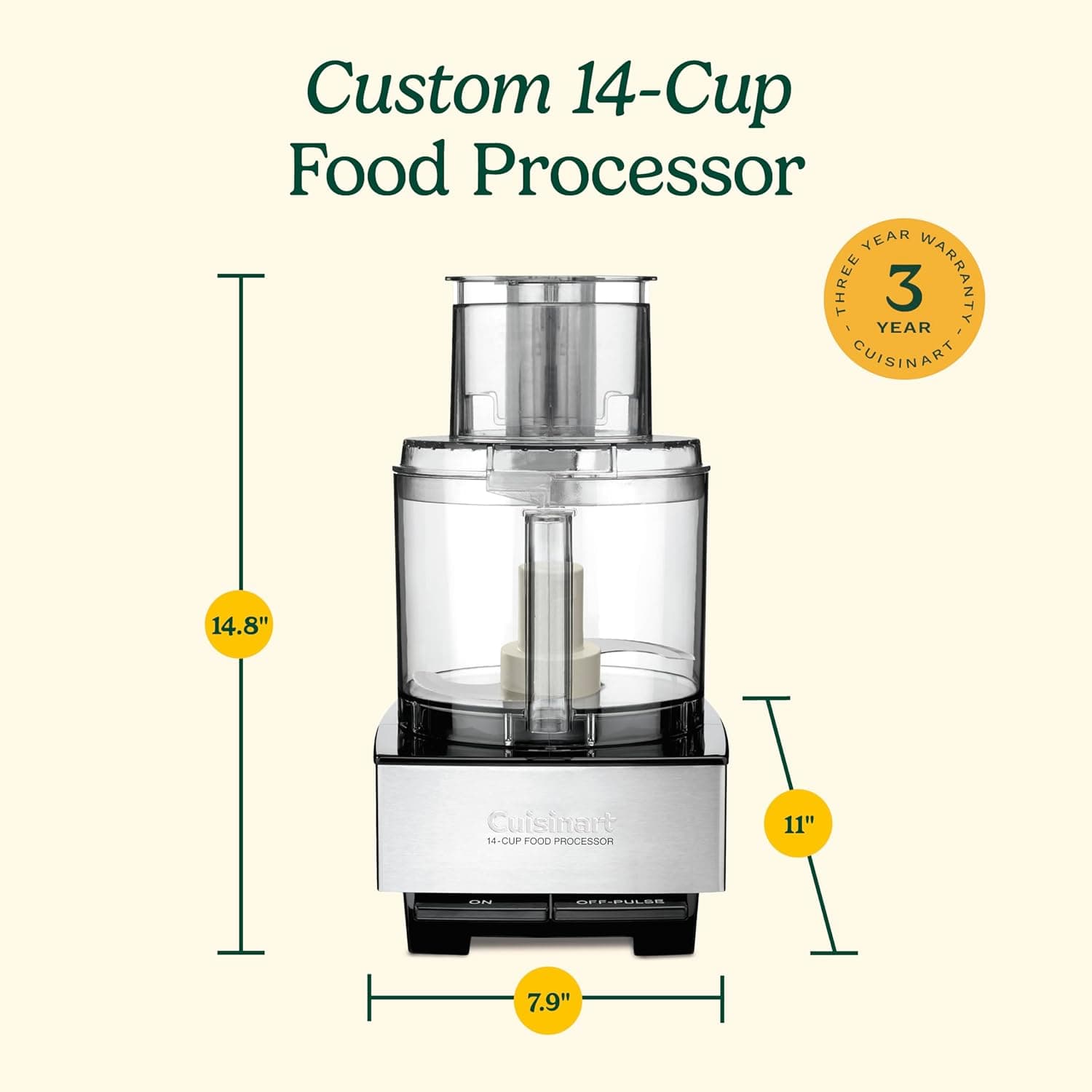 Cuisinart DFP-14BCNYFR 14-Cup Food Processor Custom, Stainless Steel - Certified Refurbished