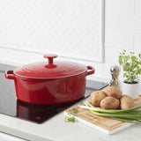 Cuisinart Chef’s Classic™ Enameled Cast Iron Cookware 5.5 Quart Oval Covered Casserole, Red