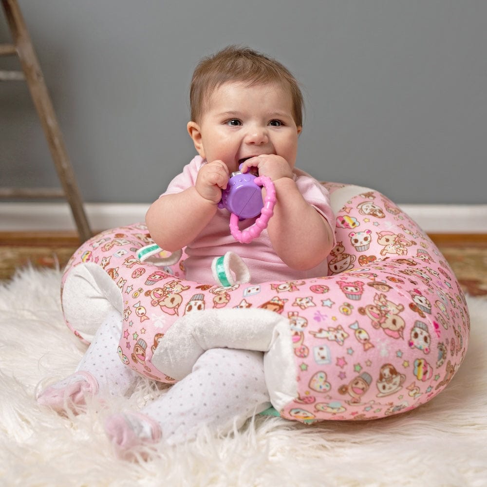 Hugaboo Infant Sitting Chair, Portable, Washable Baby Floor Seat, Donutella + Friends