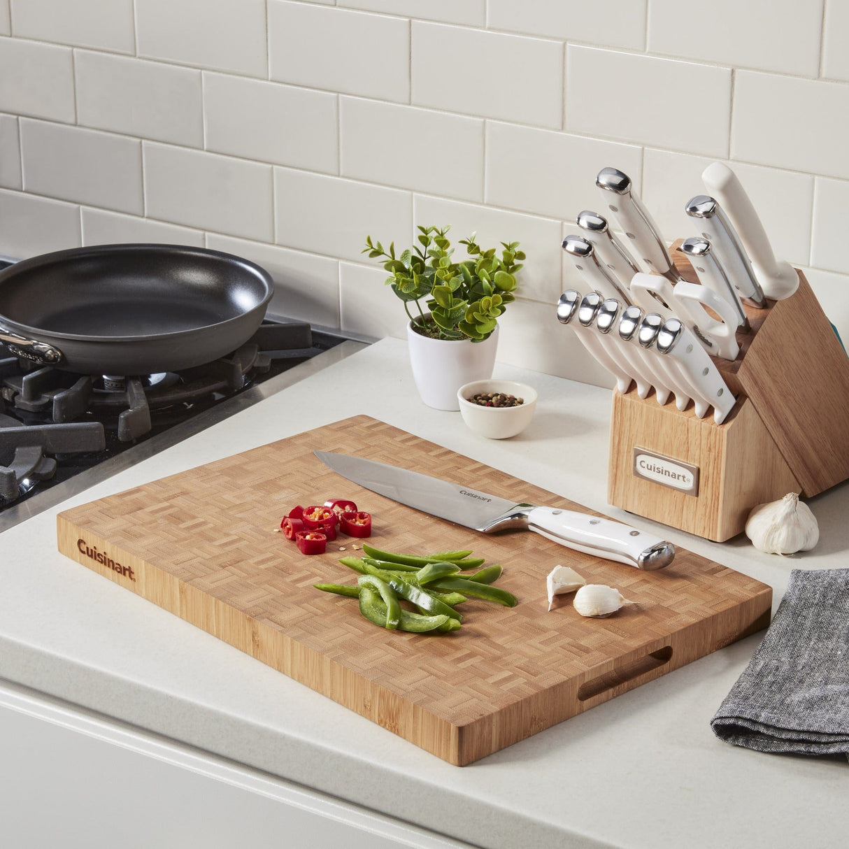 Cuisinart 17" Reversible End Grain Bamboo Cutting Board, Wood