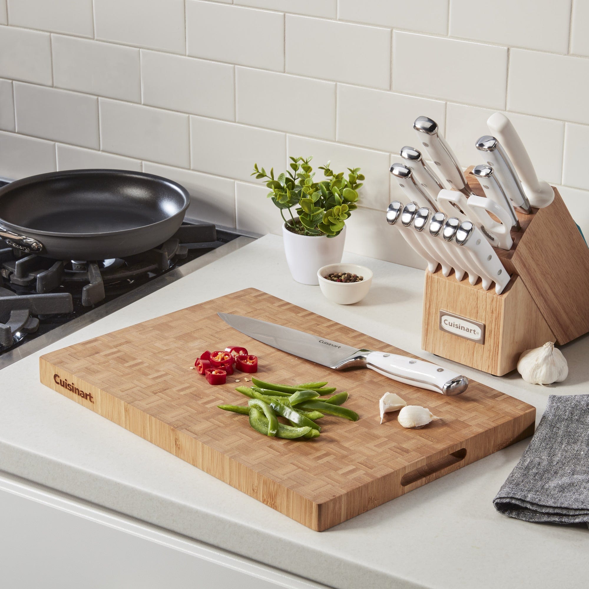 Cuisinart 17" Reversible End Grain Bamboo Cutting Board, Wood