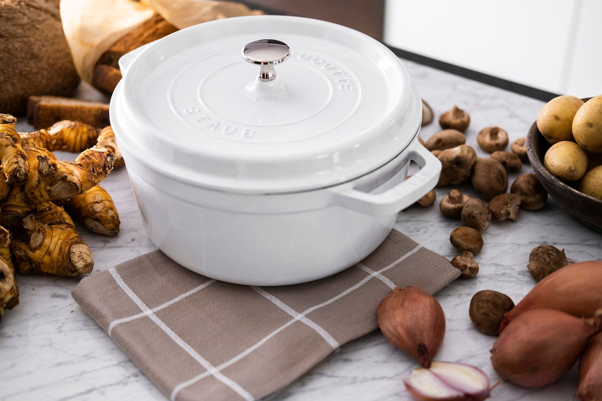Staub Cast Iron 4-qt Round Cocotte, Dutch Oven - White