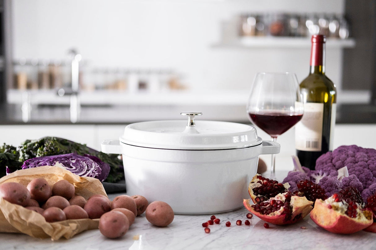 Staub Cast Iron 4-qt Round Cocotte, Dutch Oven - White