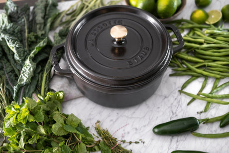 Staub Cast Iron 4-qt Round Cocotte, Dutch Oven -  Matte Black