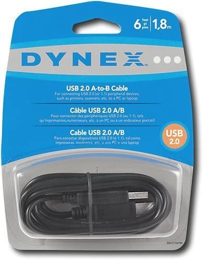 Dynex DX-C114194 6' USB 2.0 A/B Printer Cable