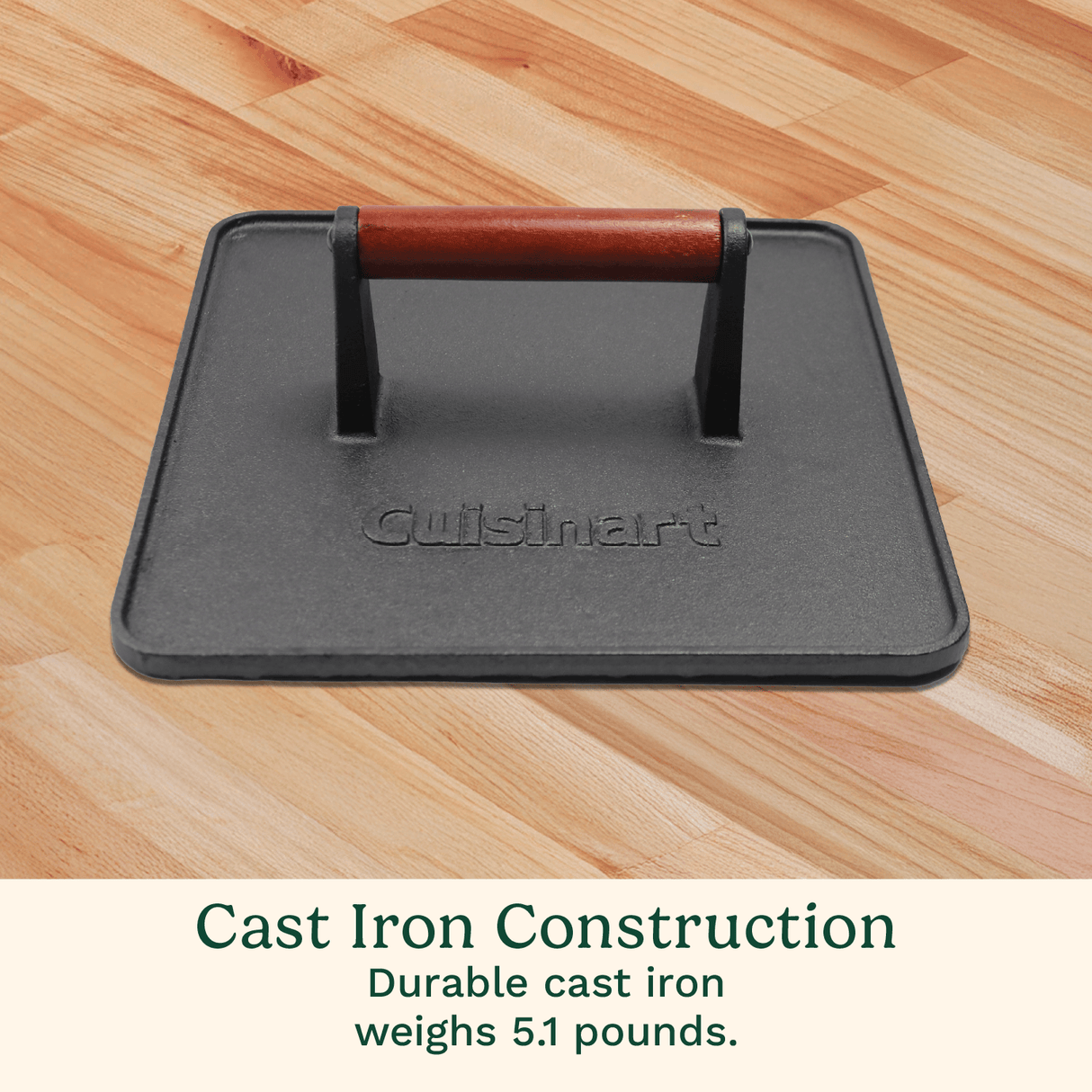 Cuisinart XL Cast Iron Griddle Press, 10"L x 10"W
