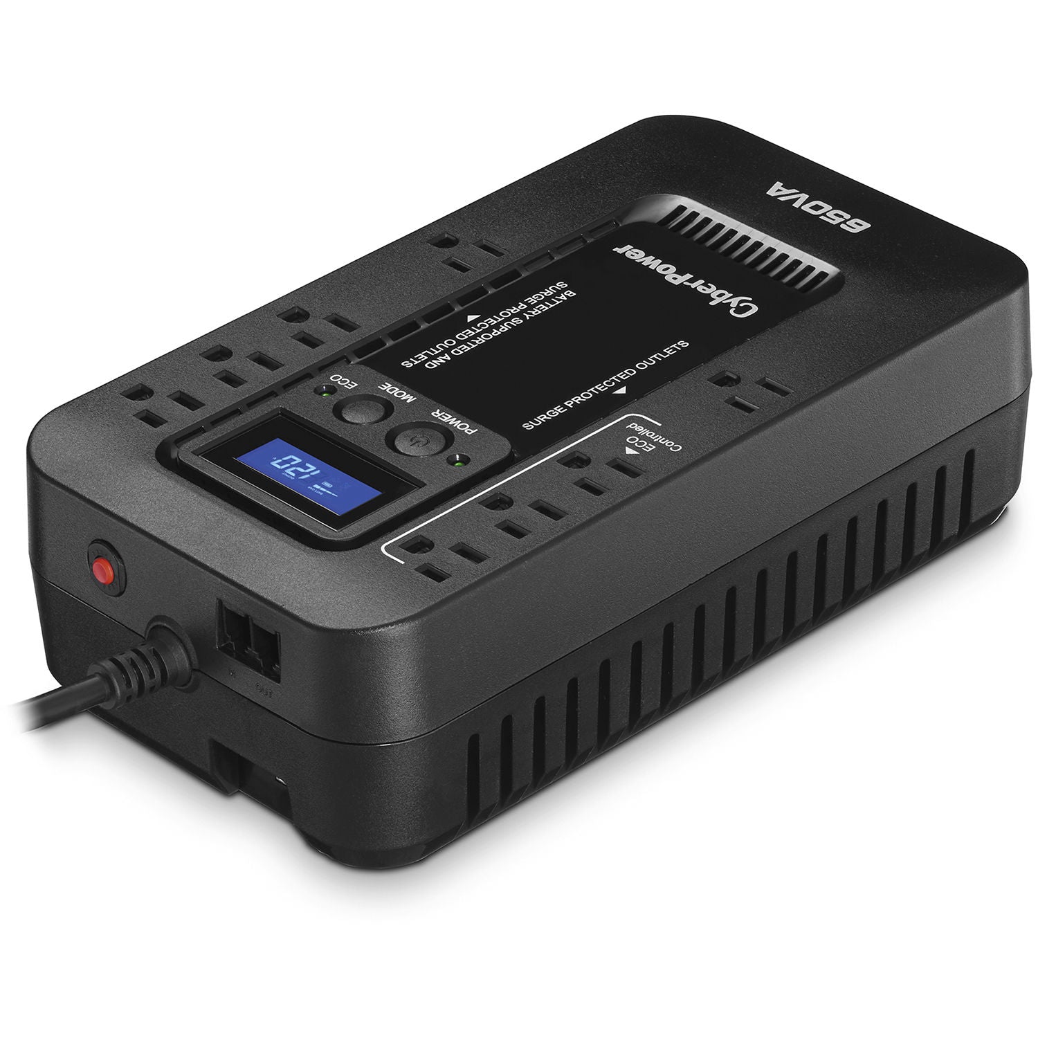 CyberPower EC650LCD-R 650VA/390W 8 Outlets ECO LCD UPS - New Battery Certified Refurbished