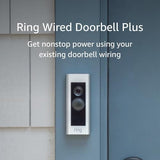Ring Wired Doorbell Plus Smart Doorbell, 1080p HD, Color Night Vision, Dual-Band Wi-Fi, Satin Nickel - Certified Refurbished