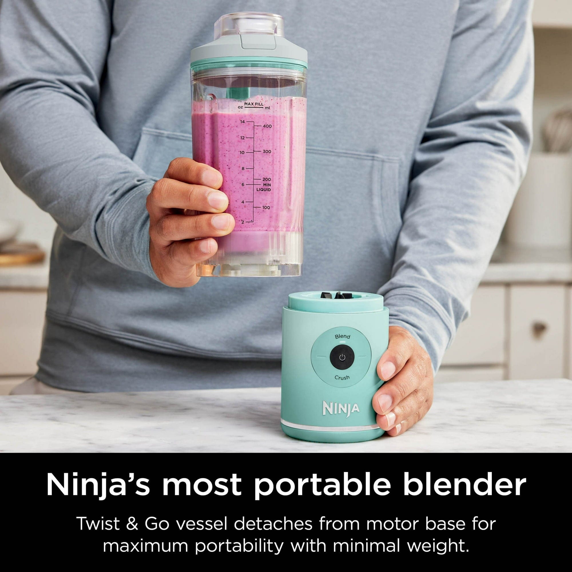 Ninja Blast Max Personal Cordless Blender for Smoothies, Frozen Drinks, Ice Crush, 20 oz. Twist & Go, Mint - Certified Refurbished