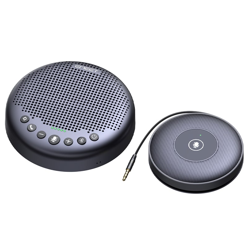 EMEET Luna Plus Speakerphone, 8 Noise Cancelling Mics, USB/Bluetooth/Dongle with Extra Extension Mic, Gray
