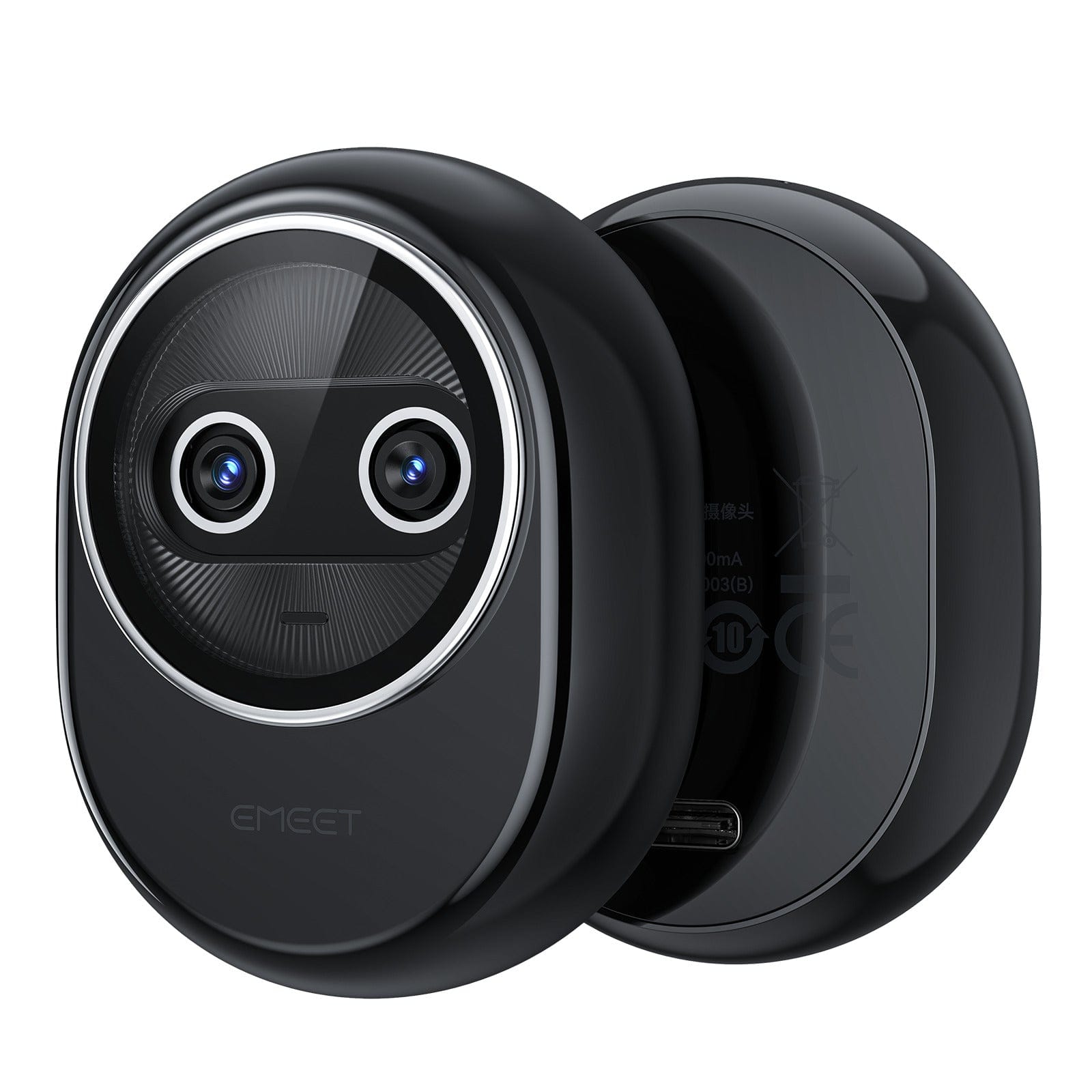 EMEET Piko+ Dual-lens 4K Webcam, Cute Appearance and Privacy Design, Work with EMEET Studio, Black