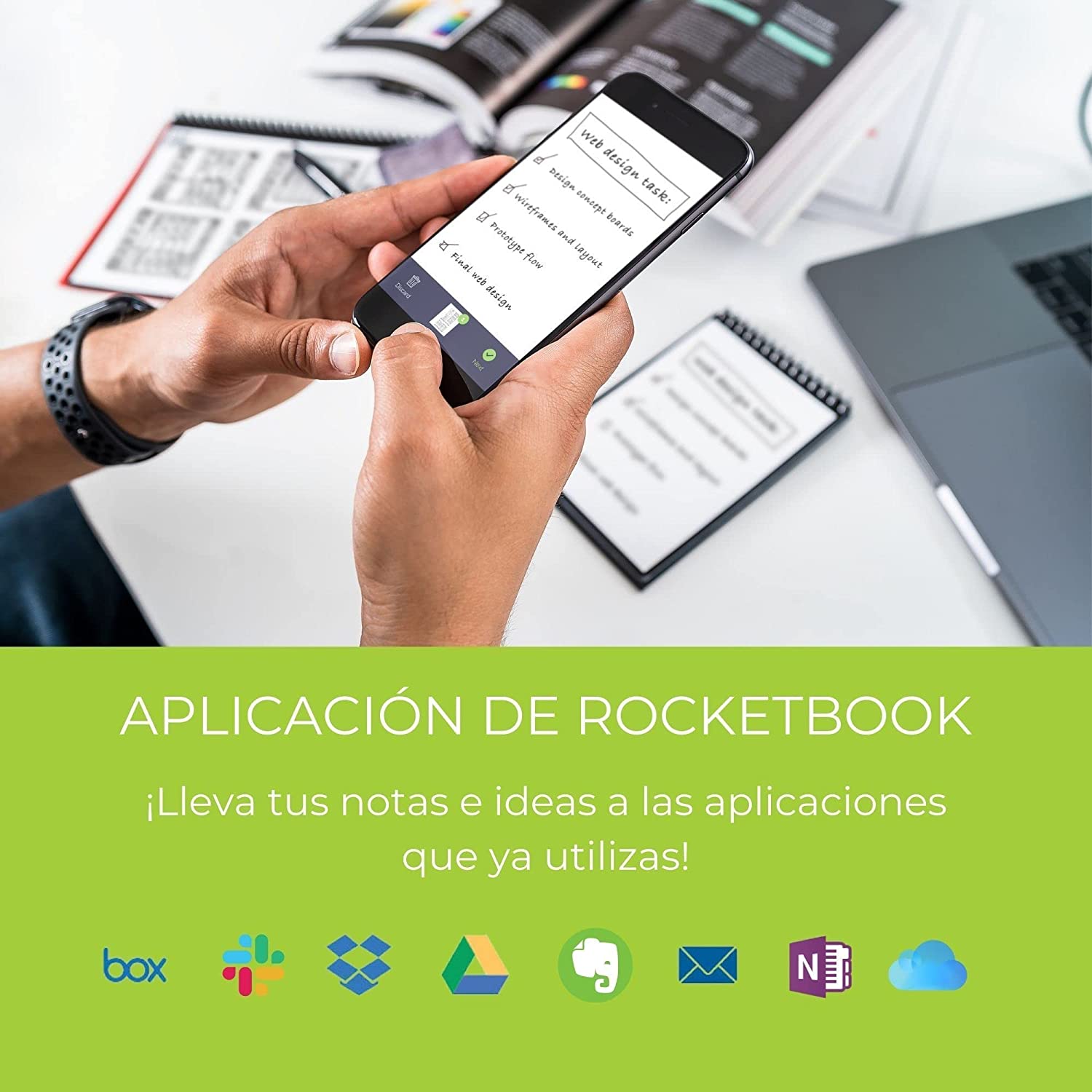 Rocketbook EVR-M-K-CBG Everlast Mini Smart Reusable Notebook, Atomic Red